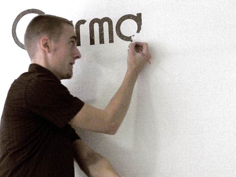 folio-cafecarma-04 I was hired to paint the definition of the word "Carma" (Karma) on the wall inside the café.