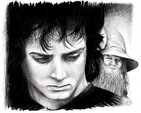 Elijah Wood and Ian Mckellen (as Frodo and Gandalf)