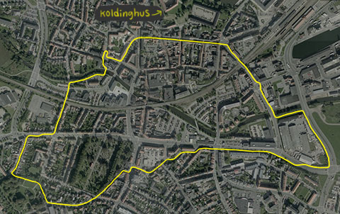 Her er den rute jeg løb i aftes.